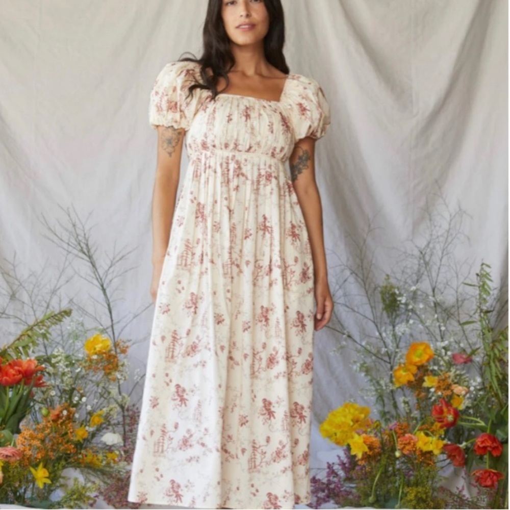 Christy Dawn Floral Cream and Red Dress